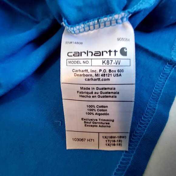 Carhartt Womens Loose Fit Heavyweight Short-Sleeve Pocket T-Shirt Size 1X Blue - Picture 7 of 10